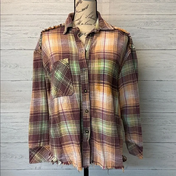 BDG Robbie Plaid Flannel Button-Up Shirt - Picture 4 of 7